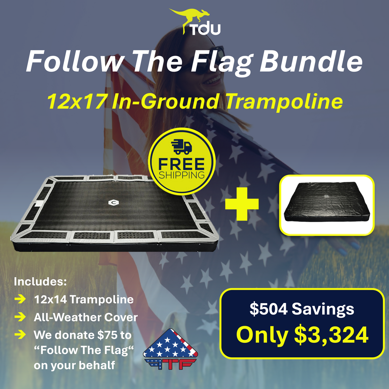 Follow The Flag 12x17 Trampoline System Bundle